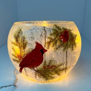 Beautiful Christmas Stoney Creek Red Cardinal Bird Oval Electric Lamp